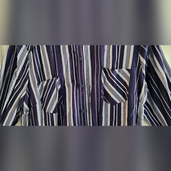 Merona Long sleeve Shirt Dress Navy & White Striped Size XXL - Picture 5 of 9